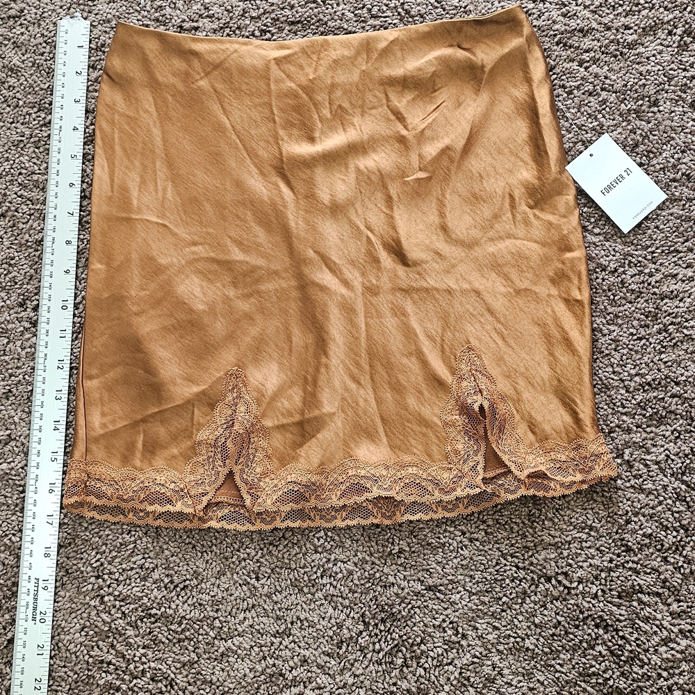 Forever 21 Tan Lace-Accent Mini Skirt